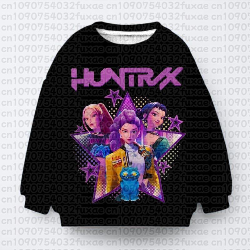 Kpop Demon Hunters Huntrix Print Sweatshirt For Children Autumn Winter Long Sleeve Pullover Casual Oversiezed Kids/Adult Tops