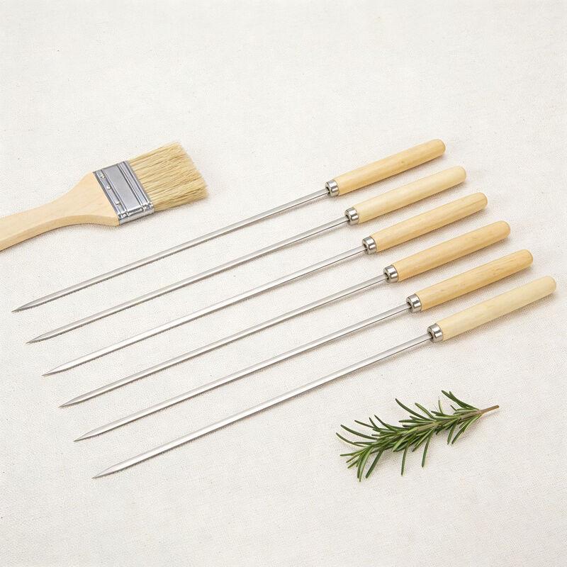 SMVP Wooden Handle Stainless Steel BBQ Flat Skewers (2-Pack)