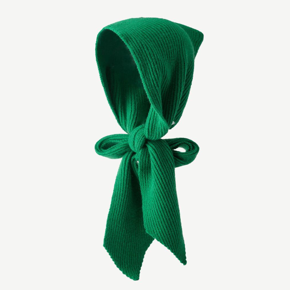 Women's Knit Wool Hooded Shawl: Solid Color, Windproof, Sun Protection, Versatile Neck Warmer for Autumn/Winter.