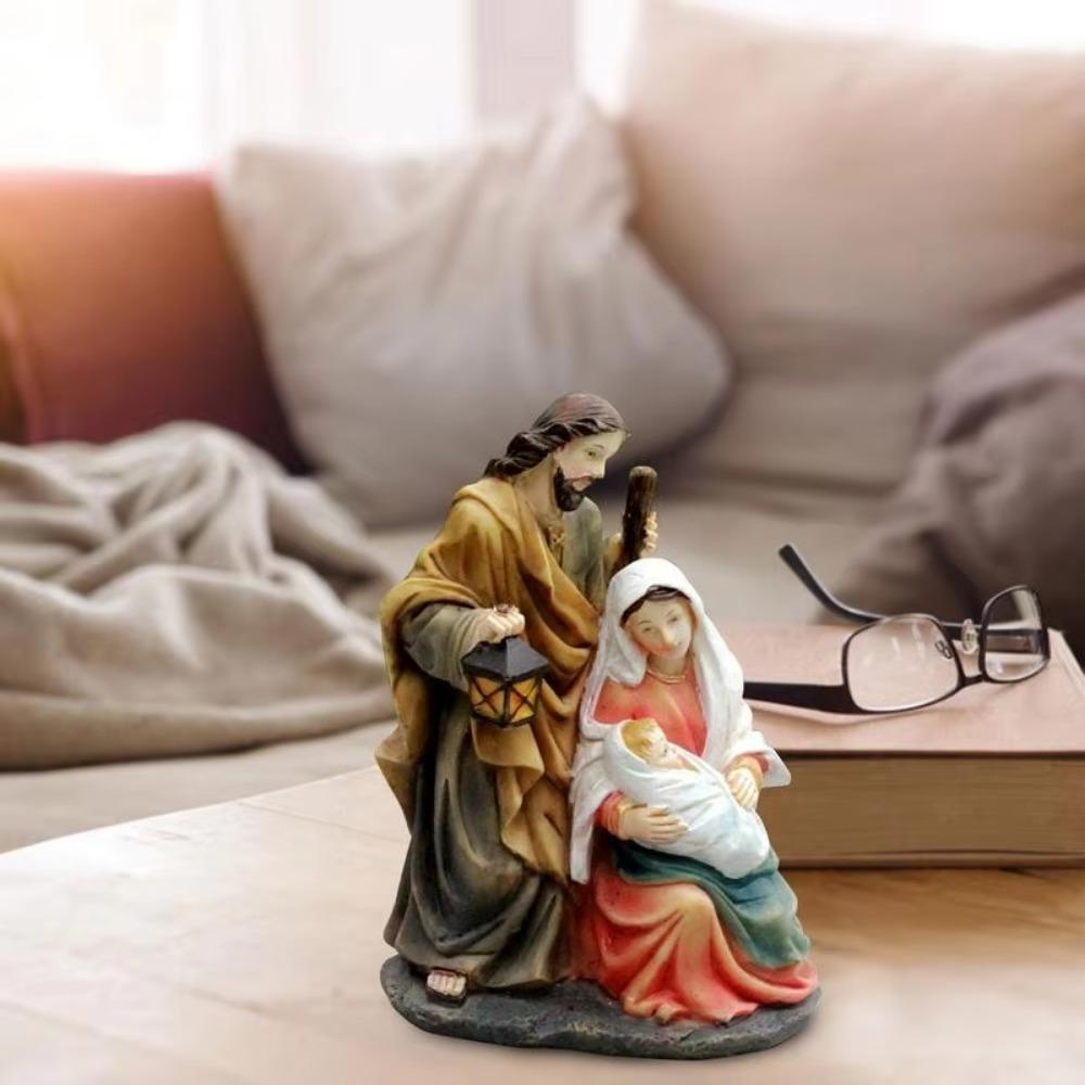 Cartoon Holy Family Statues Handmade Religious Sculptures Creative Christ Figurine  Church