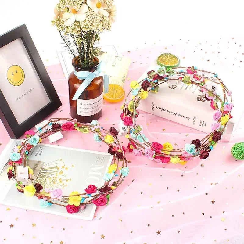 10-80PCS  Halloween Light Up Flower Garland Headband for Party Costume Hair Accessory Glow In The Dark Headwear Decoration