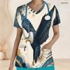 Women Plus Size V Neck Short Sleeve American Eagle Printed Nurse Scrub Top With Front Pockets