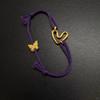 Creative Luster Hollow Out Ethnic Style Purple Woven Bracelet New In Butterfly Heart-shaped Bracelets for Women Daily