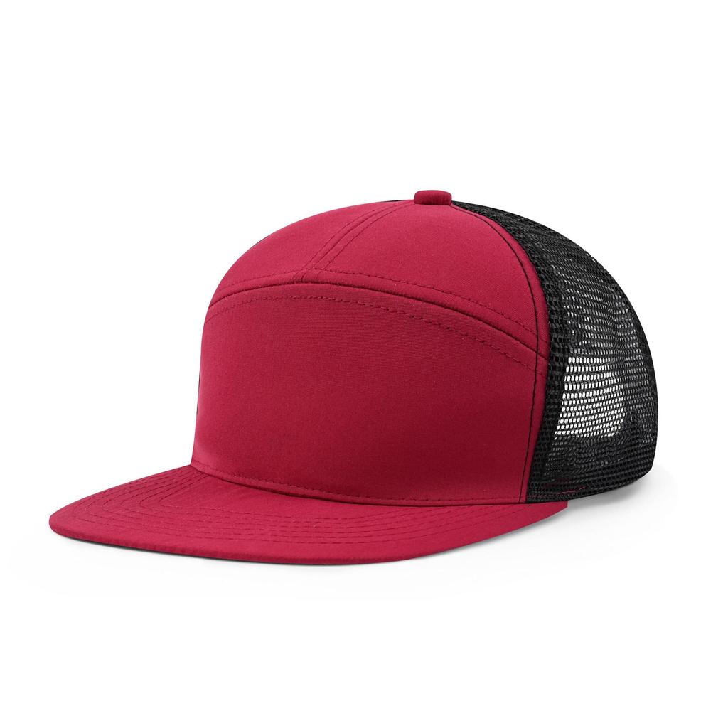 Men's Seven-Panel Color-Block Curved Baseball Trucker Hat - Mesh Sunshade Cap