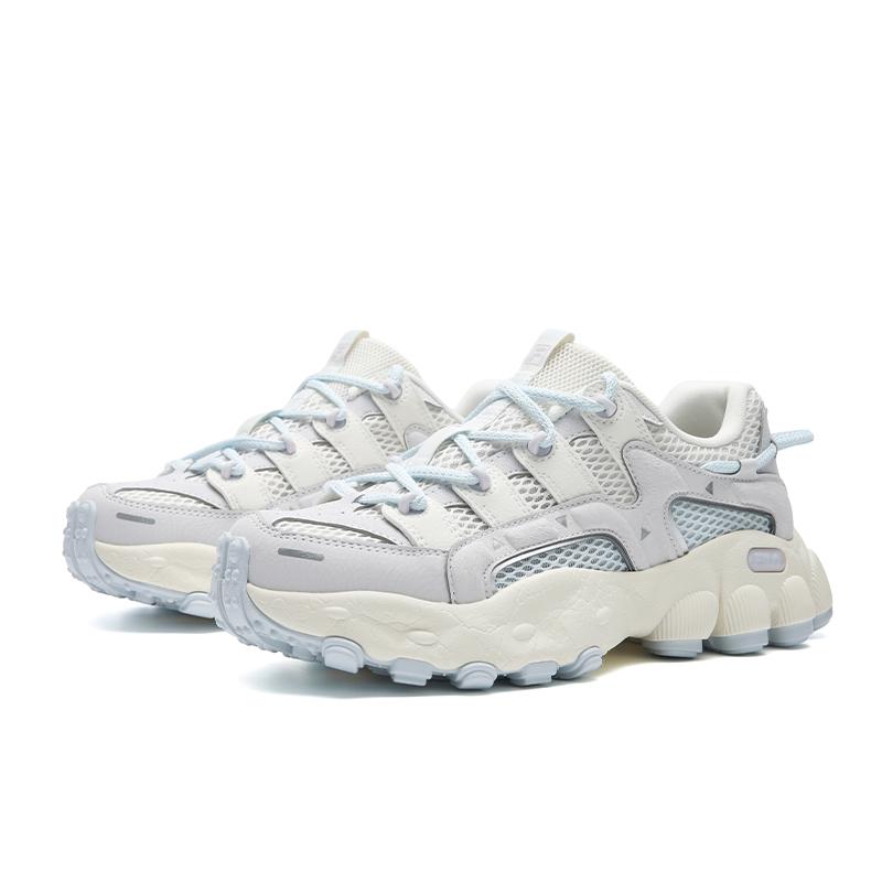 FILA PILA Lightweight, Breathable, And Slip Resistant Low top Chunky Sneakers Women's Milk White/Rain Mist Gray F12W622132FGN