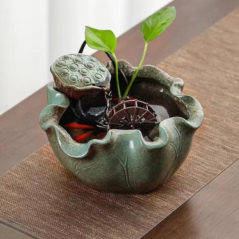 Miling New Chinese Ceramic Lotus Pod Water Fountain Ornament