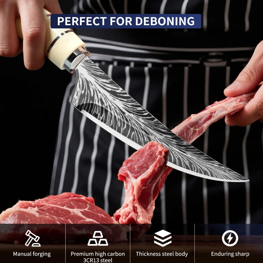 1 buc. Cuțit de dezosat cu lamă ascuțită curbată pentru cutie cadou Bucătărie Duritate mare Forjat Textură Damasc Cuțit ascuțit Cuțit de fructe