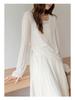 Korean Style Pleated Drawstring See-through Sun Protection Long Sleeve Women's Autumn/Winter Top