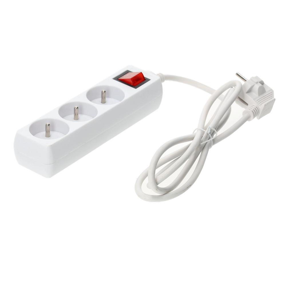 3-socket extension cord 1.5 with grounding and switch, white