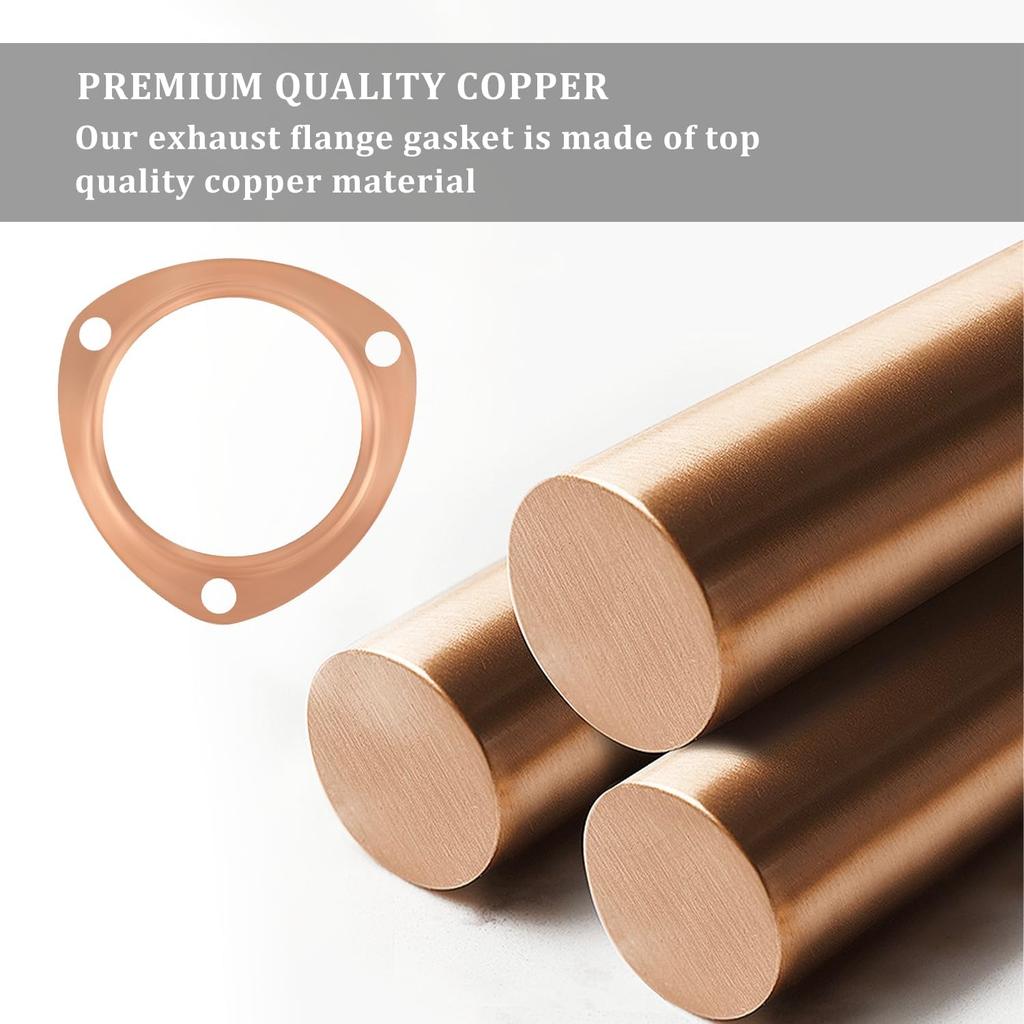 2PCS 3" Exhaust Gasket,Copper Exhaust Flange For Header Gasket & Collector Gasket,Car Accessories Exhaust Pipe Gasket Compatible With