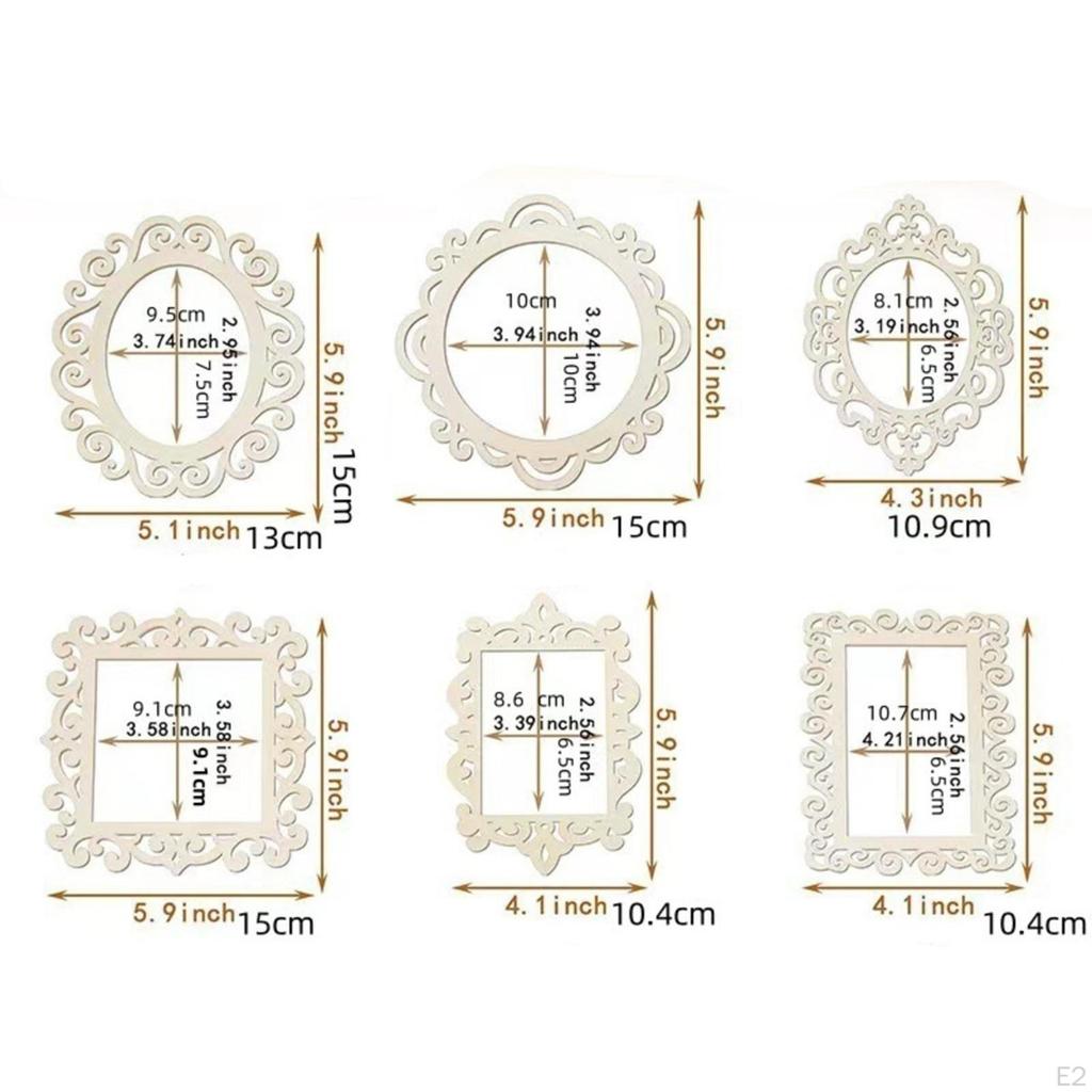 18x Decorative Photo Frame Picture Display Supplies Rustic Wood Handcraft DIY Crafting Journal