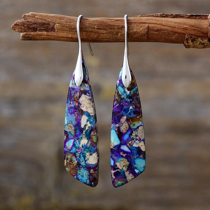 

High-quality bohemian wind knife-shaped natural stone earrings, earrings, light luxury fashion jewelry.