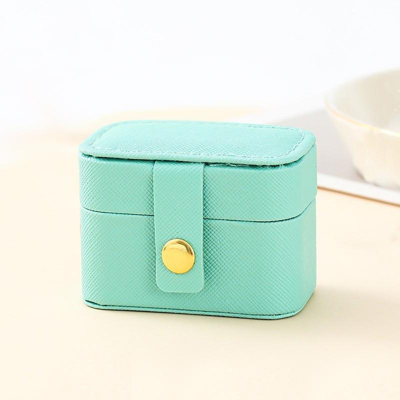 2Pcs Mini Portable Small Jewelry Storage Bag Travel Simple Leather Ring Necklace Earrings Storage Box Organizer Display Gift Box