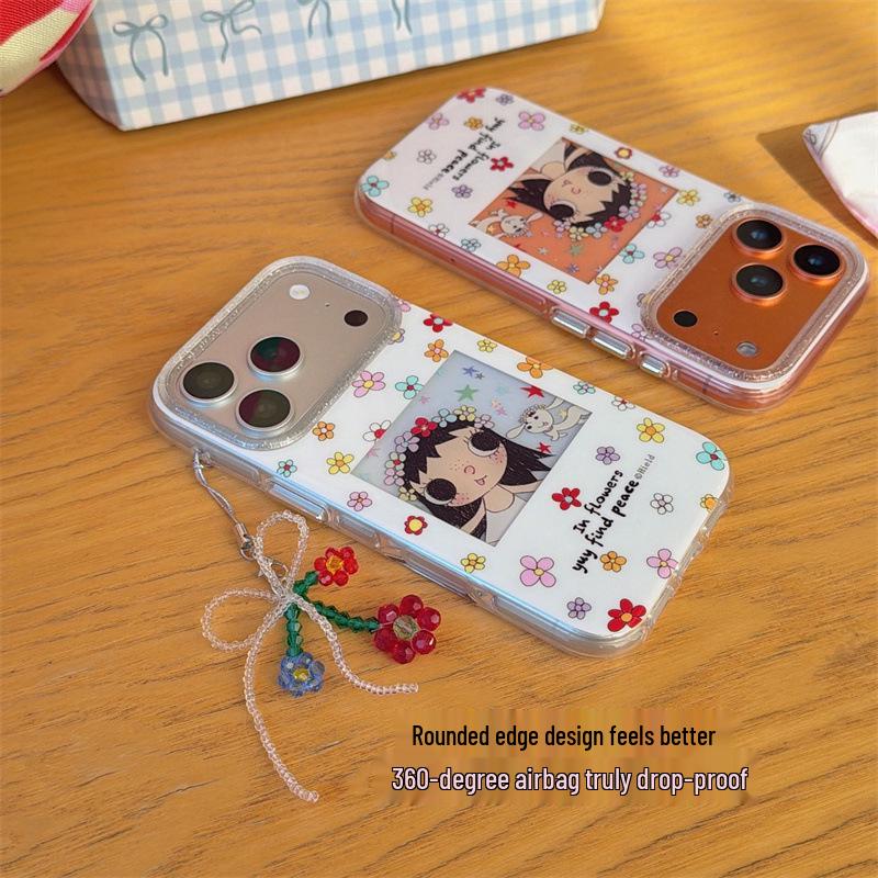 High-End Cartoon Flowers Frame iPhone Case for Girls - Compatible with iPhone 17, 16 Pro Max, 15, 14