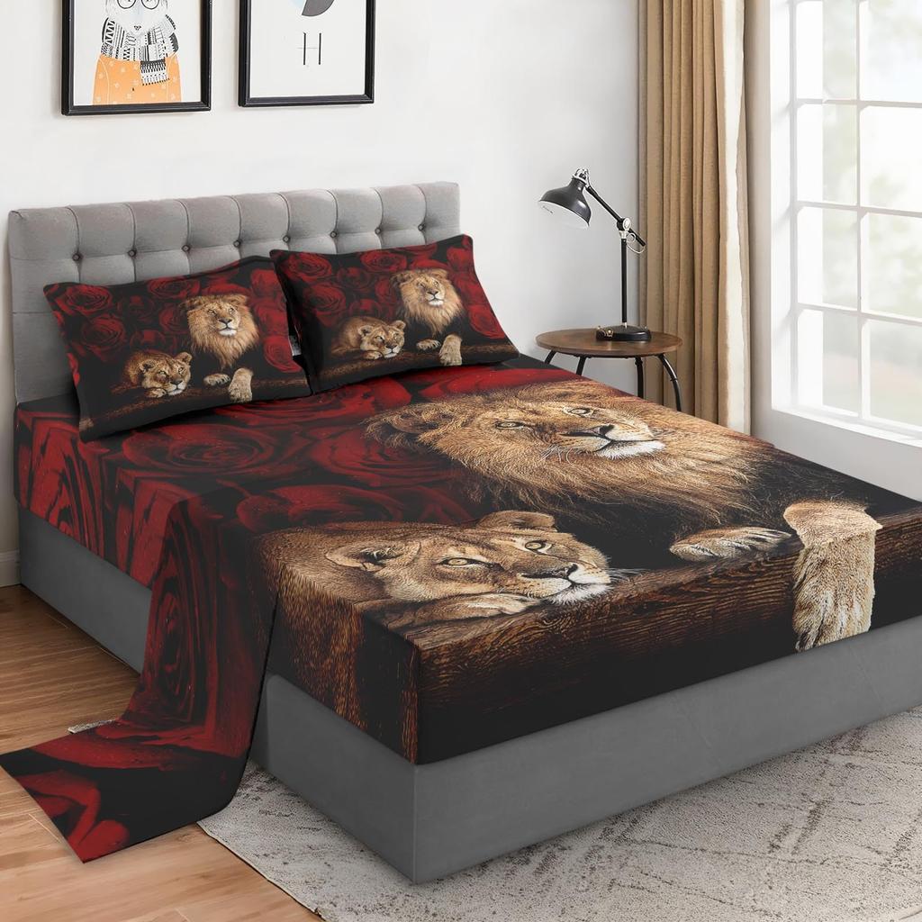 Wild Forest Animal Pattern Sheet Four-Piece Bedding Set Bedroom Dormitory Bedding Decoration