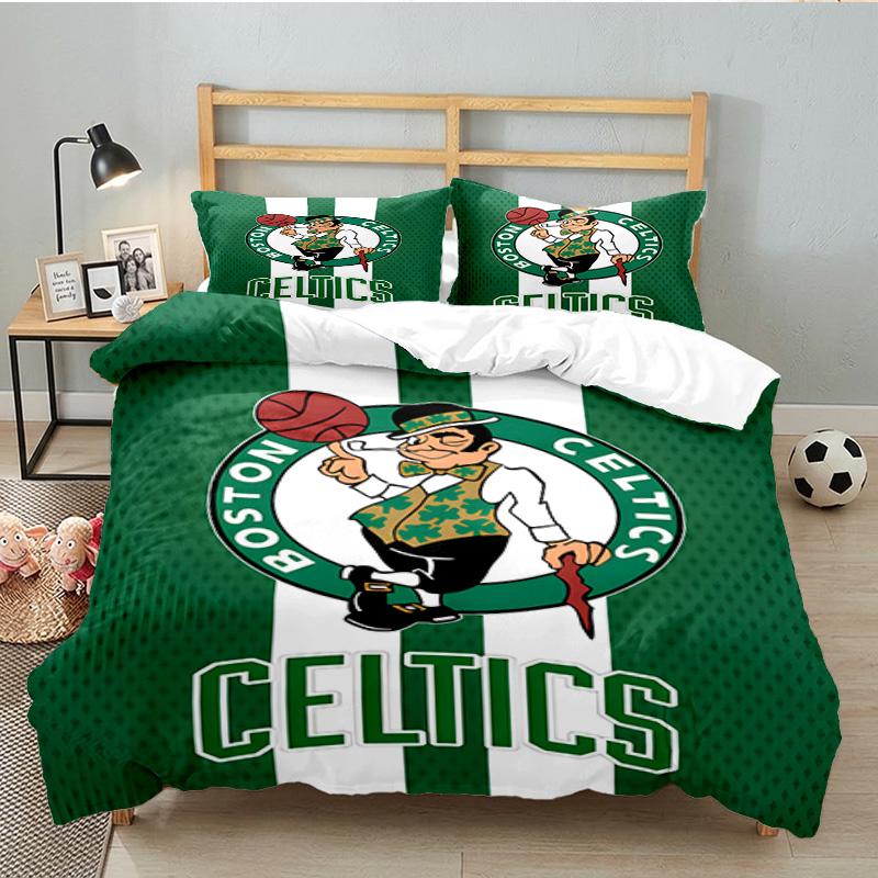 Boston-Celtics Logo 3pcs Bedding Set,Including 1pc Duvet Cover And 2pcs Pillowcases Perfect Gift for Christmas,Ideal for Bedroom, Dormitory