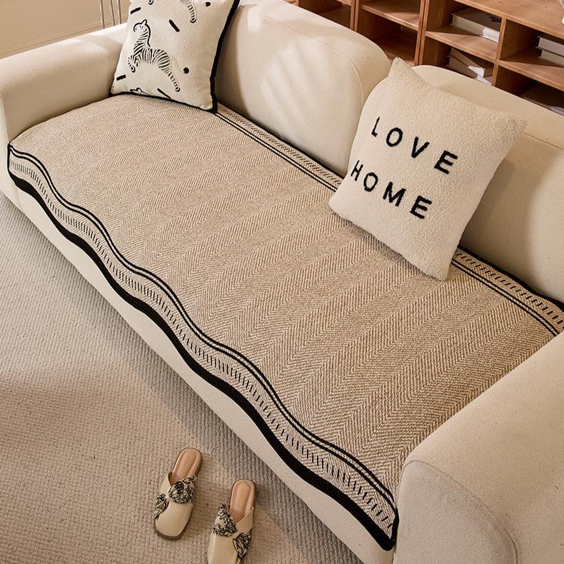 1pc Chic Textured Sofa Cover Blanket Abstract Line Design, Soft Polyester Fabric, Full Couch Cover for 1-4 Seat Sofas for All Seasons Home Decor