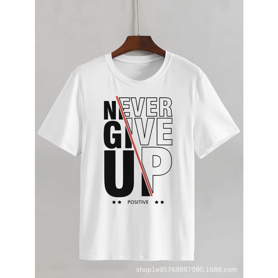 Casual T-shirt med bokstavstryck 3D-tryck Kläder O-hals Herrtoppar Oversize Kortärmad T-shirt Sommar Lös Manlig Streetwear Herrkläder