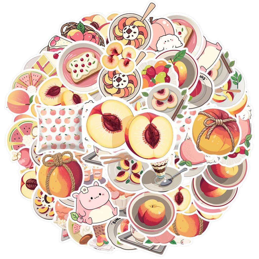 35pcs-50pcs Cute Peach Stickers Playful Fruit  Stickers DIY Stickers For Laptop Motorcycle Luggage Phone DIY Phone Guitar