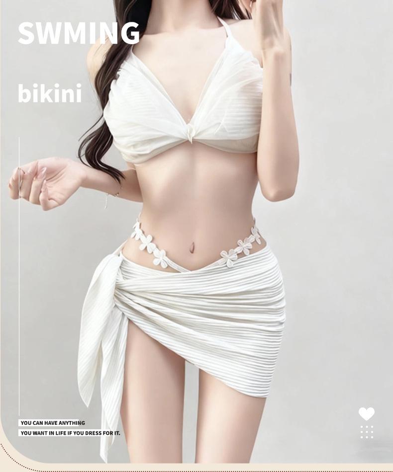 Women's Sexy Three-Piece Bikini Set for Resort and Hot Spring