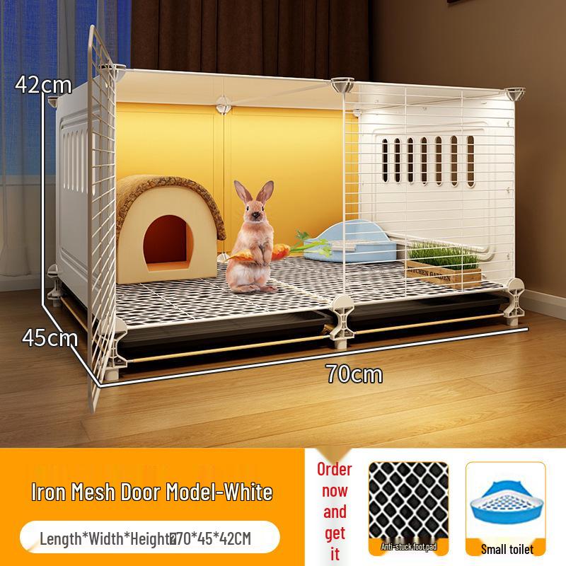 Großer Kaninchenkäfig mit integrierter Toilette für Zuhause - Geeignet für Meerschweinchen und Zierhaustiere