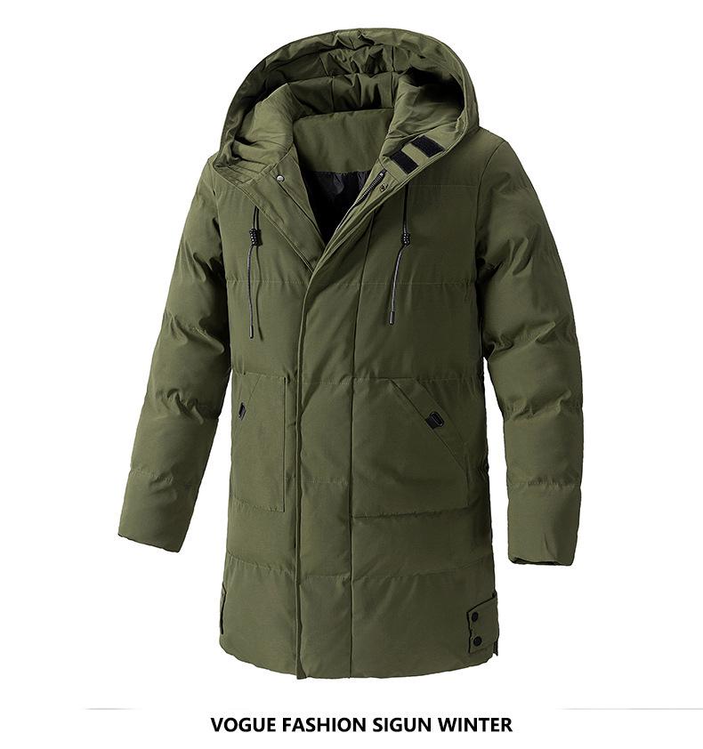 Herren Übergröße Mittellange Kapuzen-Winterjacke - Warmer Baumwollmantel