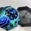 1pc Blue Rose Skull Artwork Umbrella with Plastic Handle,Suitable for All Seasons Home Travel Outdoor UmbrellaDD1532