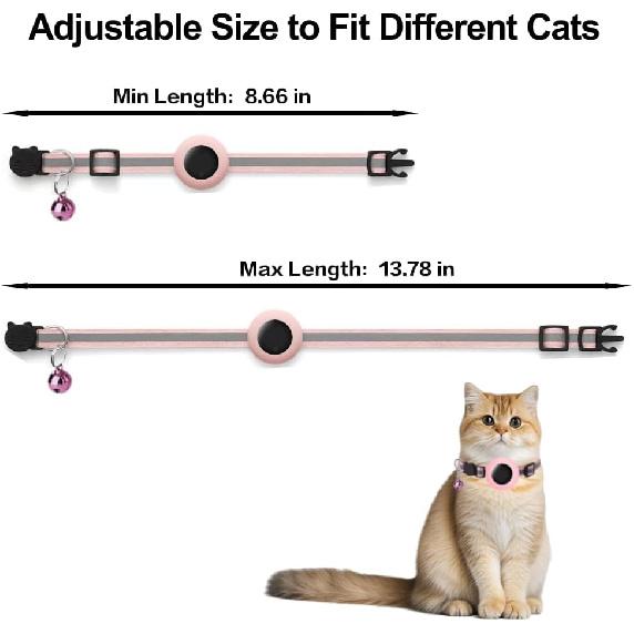 Cat Tracker Collar, Cat Collar with Finder Tag (iOS ONLY), Compatible with Apple Find My, No Monthly Fee, Cat Collar Waterproof (Pink)