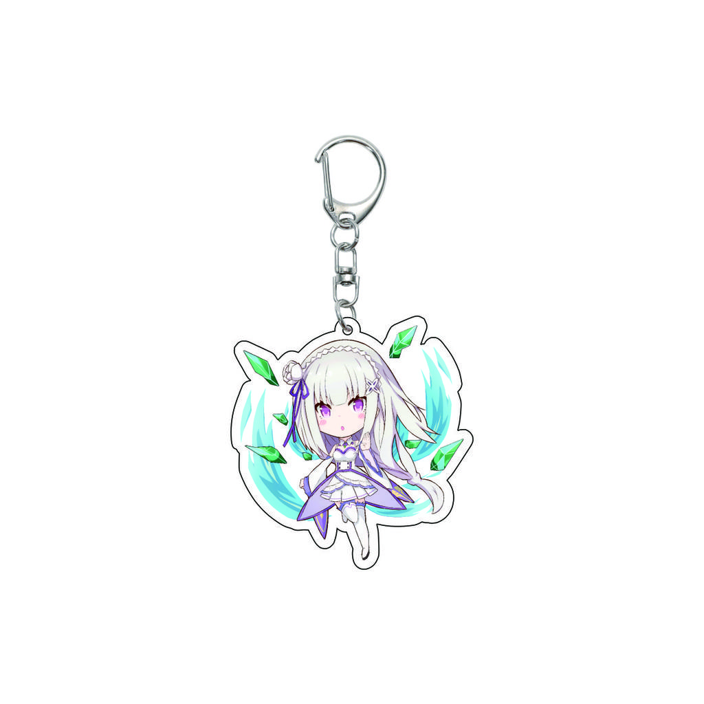 55MM Anime Re:ZERO - Iniziare la Vita in un Altro Mondo Portachiavi Natsuki Subaru Emilia Portachiavi Piastra Modello Acrilica Regali di Natale