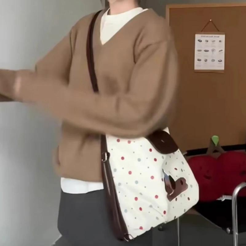 Women Kawaii Cute Backpacks Luxury Design Cartoon Dog Dot Shoulder Handbags Fashion Chic Sweet Y2k Aesthetic Crossbody Bags