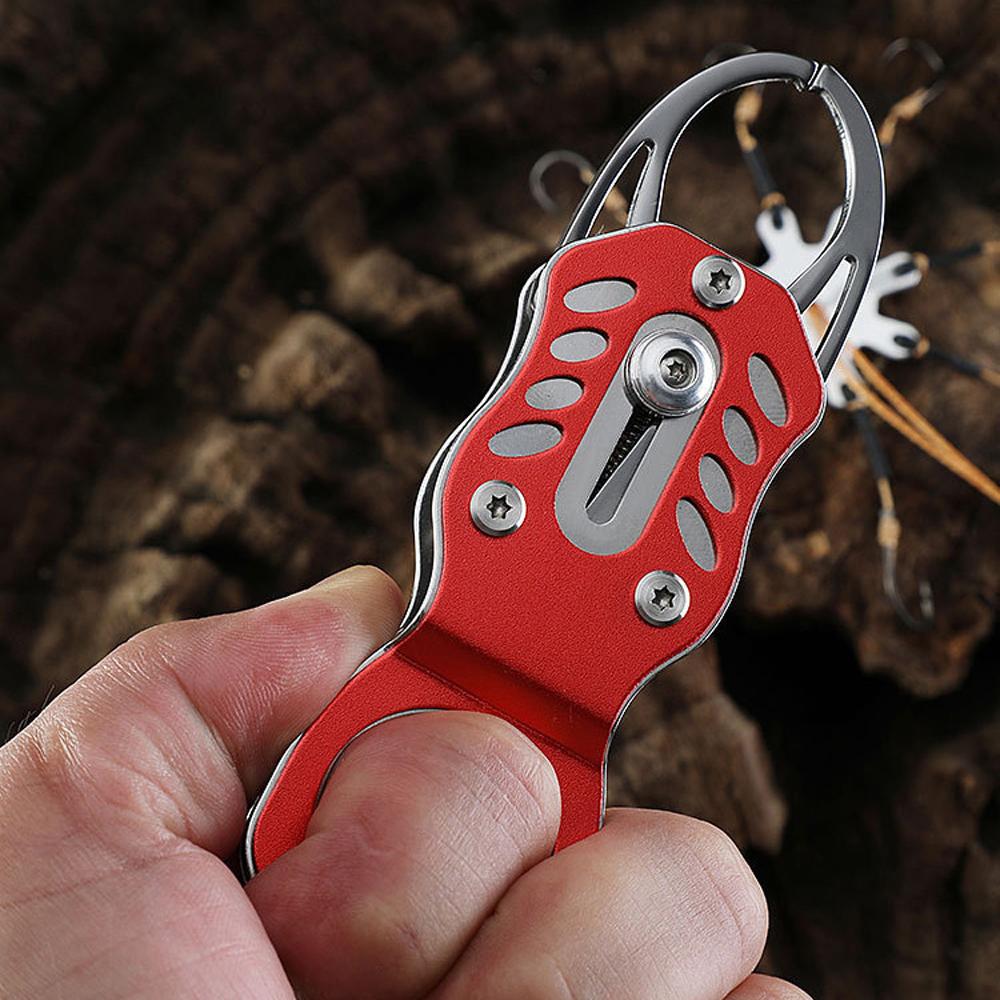 Presa per Pesce Portatile Blocco Attrezzatura da Pesca Pinza per Labbra Strumento Lega di Alluminio Pinza Pieghevole Peso Ultraleggero Corda di Ritenzione Esterno