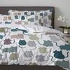 Kawaii Colorful Cat White Duvet Cover Bed Bedding Set Home Textile Quilt Cover Pillowcases Bedroom Double Bedding Set No Sheet