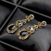 Boucles d'oreilles rétro en pierres précieuses colorées en cristal, boucles d'oreilles européennes et américaines à la mode et polyvalentes pour dames