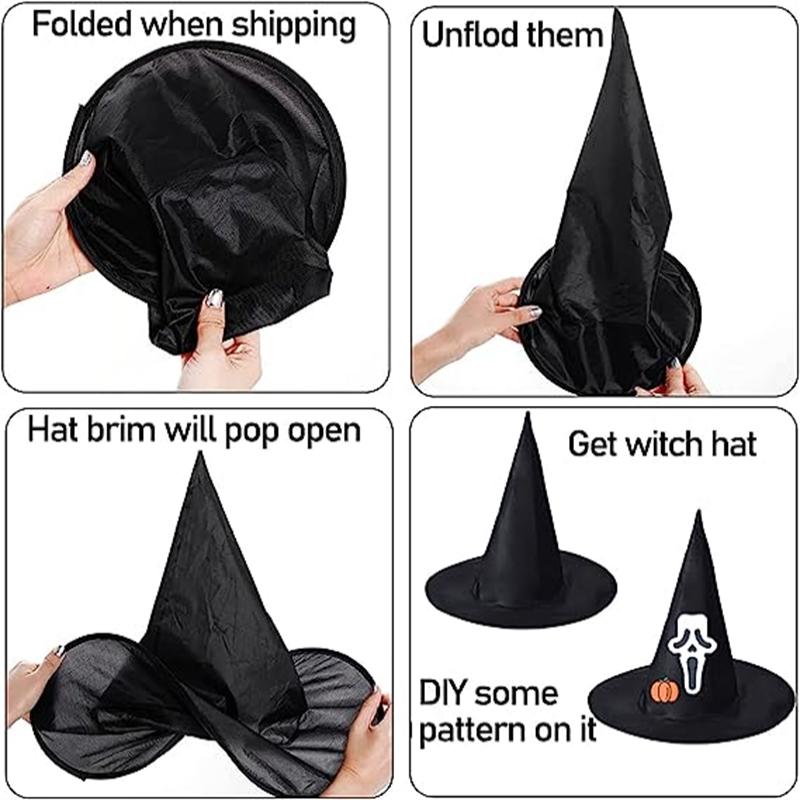 1pc Halloween Witch Hats Adult Kids Black Witch Hats Masquerade Wizard Costume Top Pointed Caps Cosplay Props Party Decoration