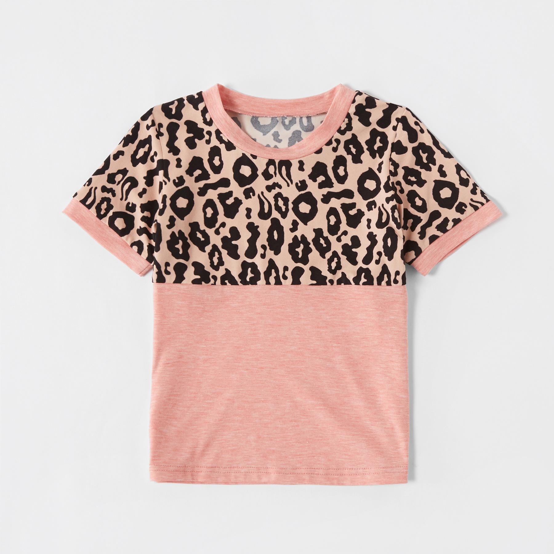 

Летний круглый вырез с 3D леопардовым принтом, прошитый топ, модные повседневные женские футболки с короткими рукавами XS розовый