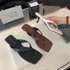 Fashion SUOJIALUN 2024 Summer New Women Slipper Fashion Narrow Band Ladies Thin High Heel Outdoor Dress Sandal Elegant Dress Flip Flops