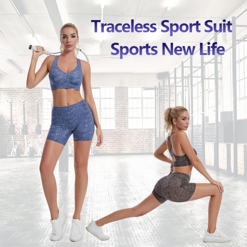 Reggiseno sportivo senza traccia, senza anello in acciaio, comoda tuta da yoga, pettorina staccabile, pantaloncini stringenti in vita XS-XL