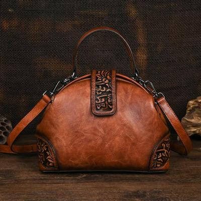 Retro Embossed Women Leather Bag Versatile Handbag Leisure Large Capacity Shoulder & Crossbody Bags