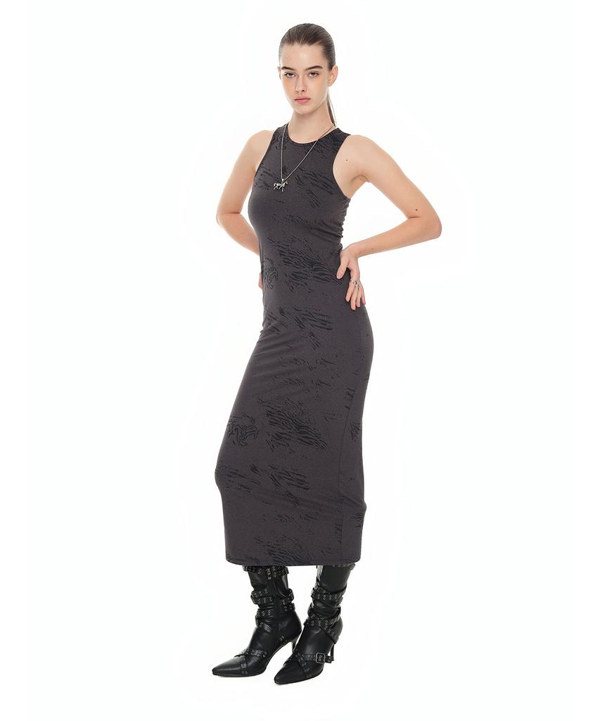 Too Much Tax Zebra Jersey Maxi Dress Charcoal
