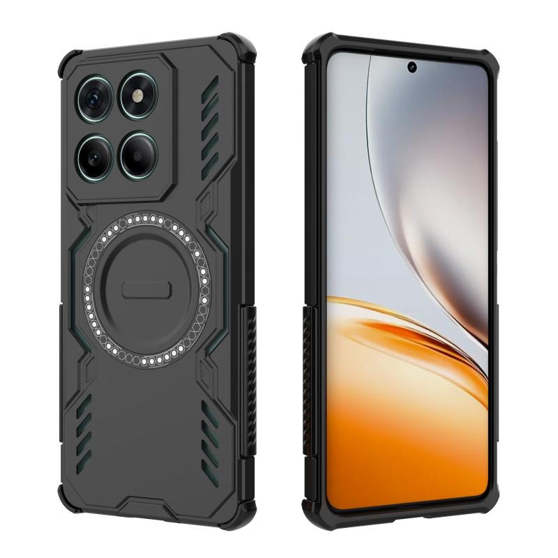 For Motorola Edge 60 Fusion 5G Magnetic Case WANLONFENG DJ Series PC TPU Phone Cover with 2Pcs Tempered Glass Film