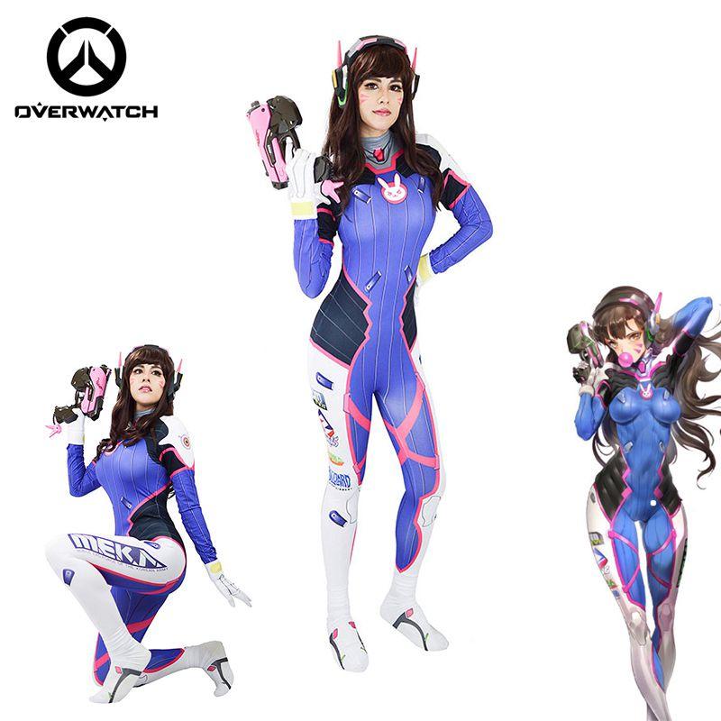 Overwatch Dva Cosplay Costume Jumpsuit Outfits Halloween Role Play Adult Kids
