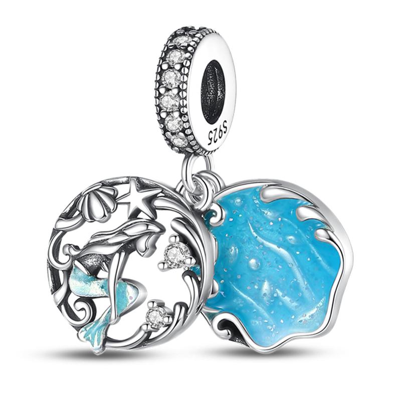 Fashion 925 Silver Summer Ocean World Series Sea Turtle Starfish Crab Octopus Charms Beads Fit 925 Bracelet DIY Jewelry