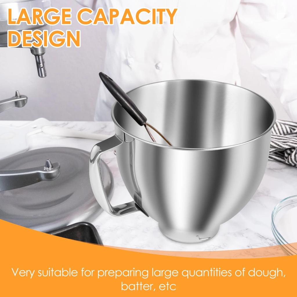 Stainless Steel Mixer Bowl for KitchenAid Artisan&Classic Series 4.5-5 QT Tilt-Head Mixer 5 Quart Mixing Bowl Mixer Attachments