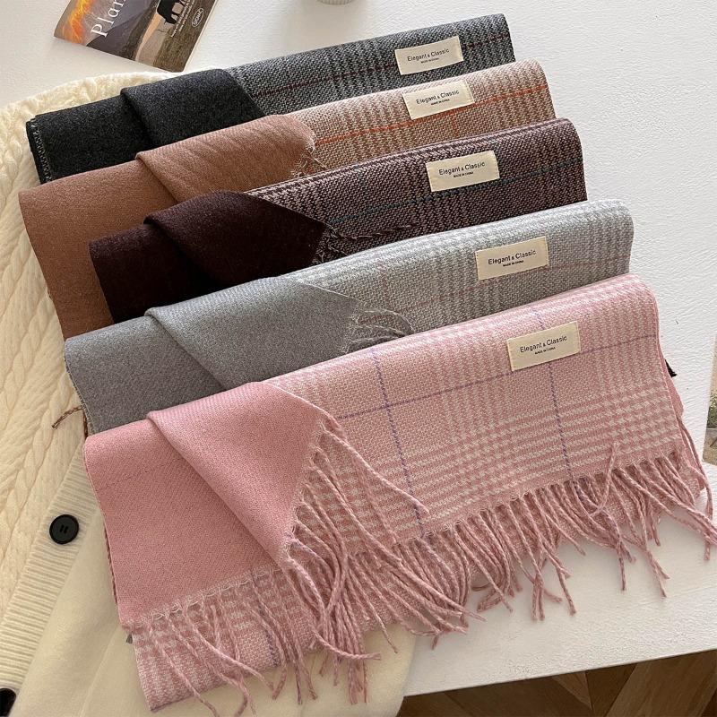 Autumn and Winter New Fashion Plaid Scarf Men and Women Versatile Warm Shawl Versatile Thickened Couple Scarf