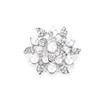 Brooch Diamond Flower Pearl Alloy Fashion for Exquisite Present Cloth DecorationsSilver
