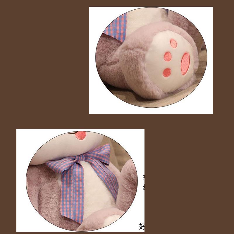 Cute Stretchable Bunny Plush Toy Long Ear Rabbit Stuffed Animal Doll With Bowknot Soft Fluffy Pillow For Birthday Gift Homedecor