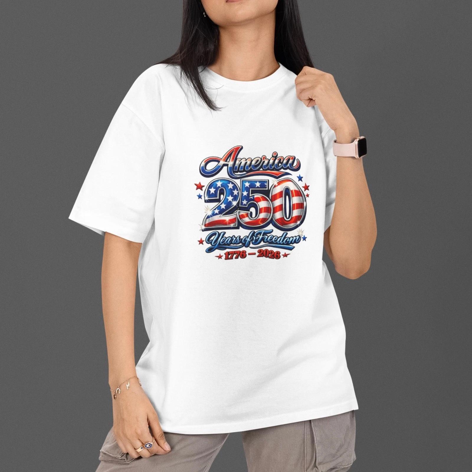 America 250 Years of Freedom 1776-2026 Patriotic USA Flag T-Shirt Unisex S