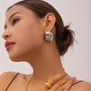 Minimalist Light Luxury Polished Oval Stud Earrings - Textured Gold & Silver, Skin-Friendly, New Jewelry for Women