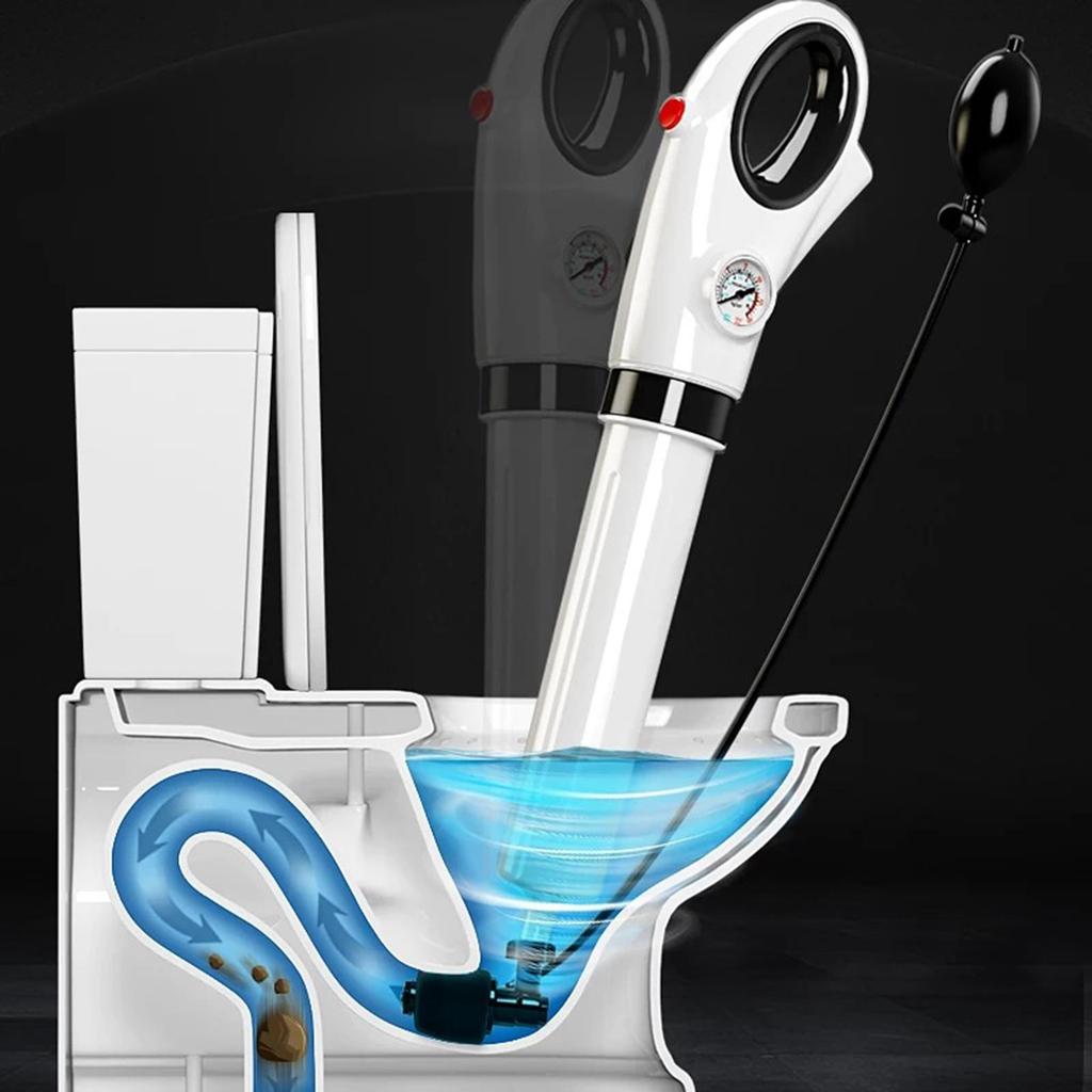 Toilet Plunger Air Drain Blaster Auger Kit ABS Plastic Clog Remover Plumbing Cleaning Tool for Bathroom Sink Floor Drain