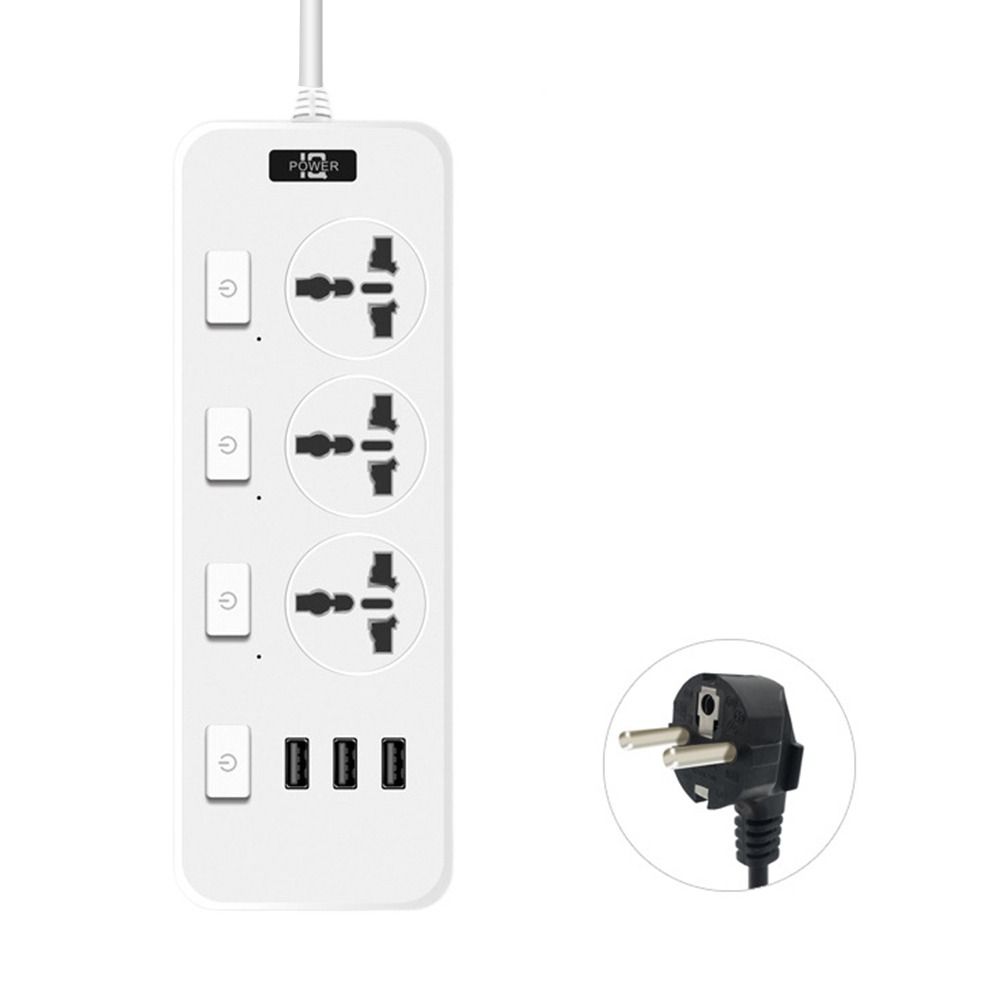 Universal Power Strips 2500W Flat Outlet Extender Cord Durable Electric Plug Socket  Home